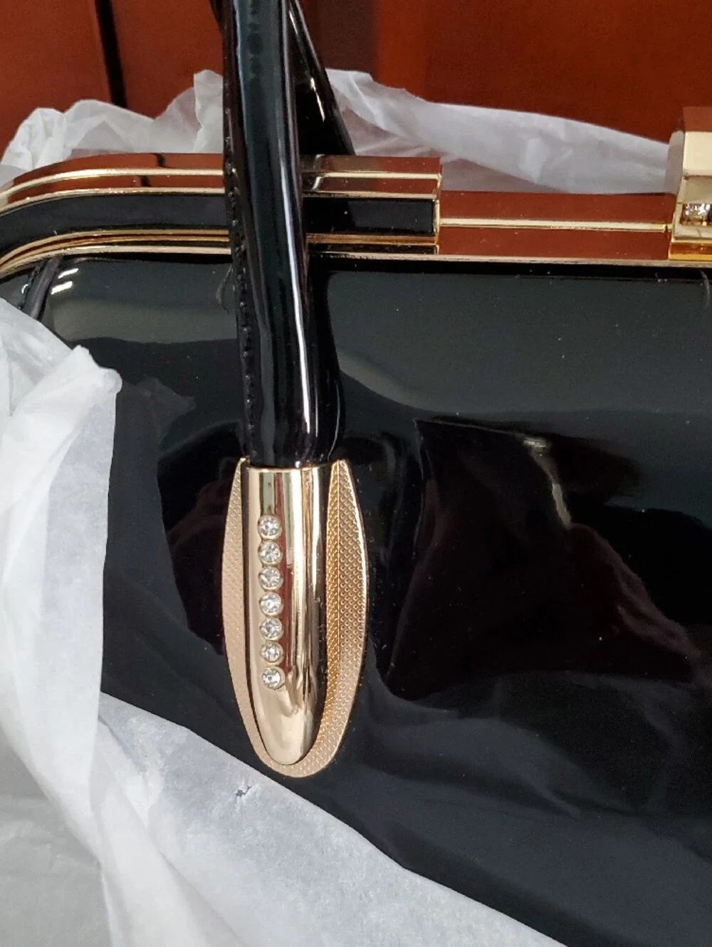 BRAND NEW!!  MFK (mia k. collection) Black Patent Satchel with Gold Hardware